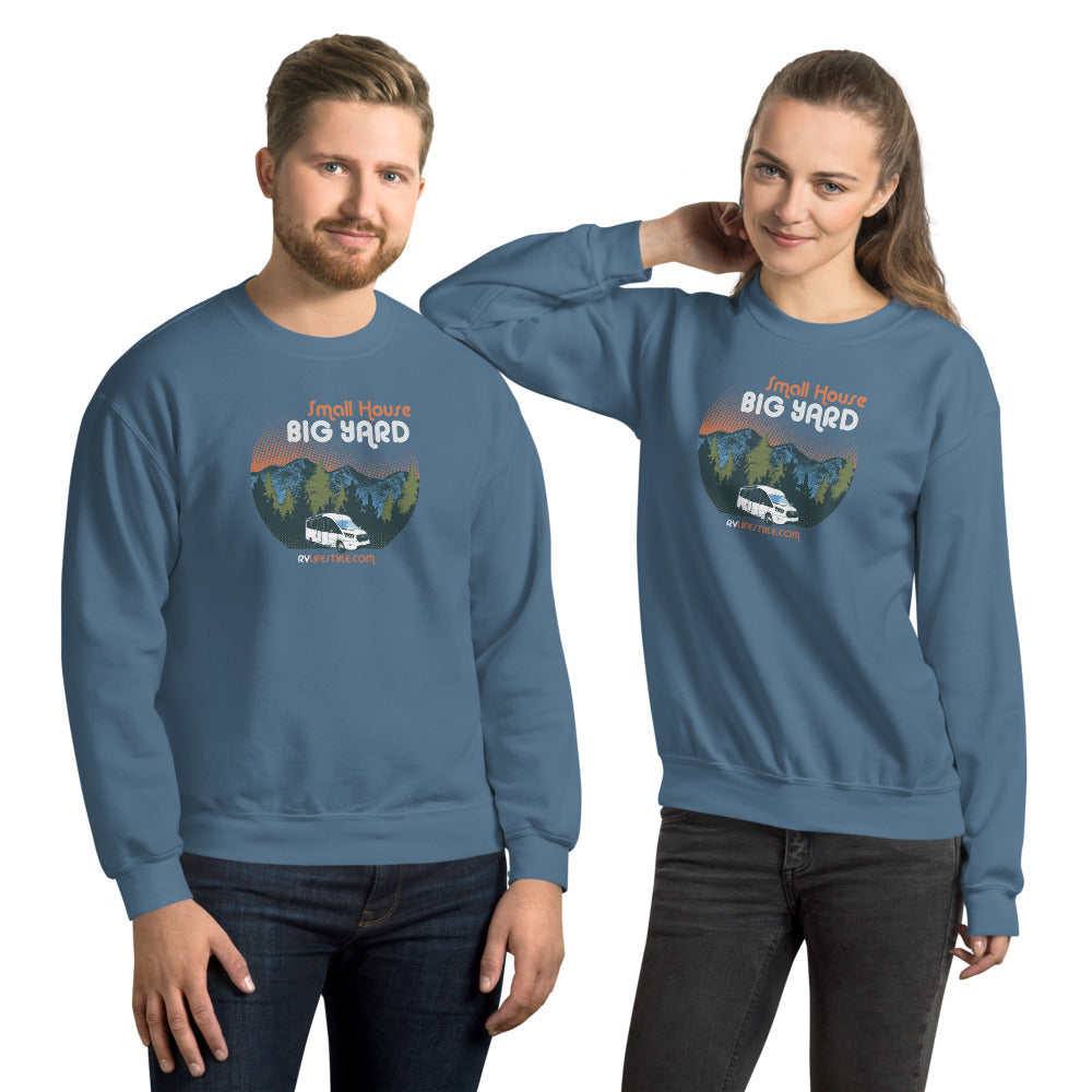 Small House Big Yard Men and Women's Sweatshirt - Black, Navy, Dark Heather, Indigo Blue