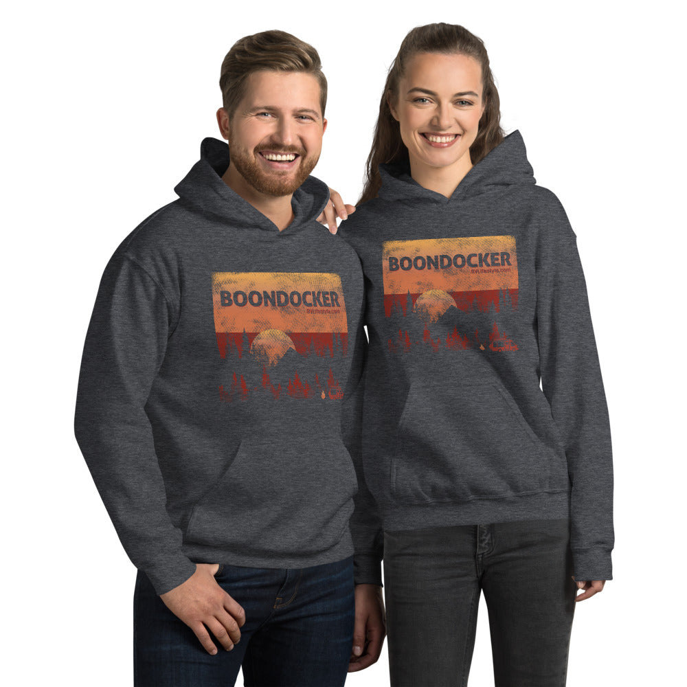 Boondocker Men and Women's Hoodie - Black, Navy, Dark Heather, Indigo Blue