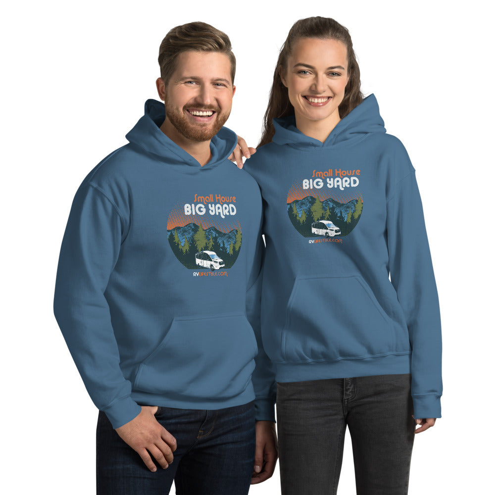 Small House Big Yard Men and Women's Hoodie - Black, Navy, Dark Heather, Indigo Blue