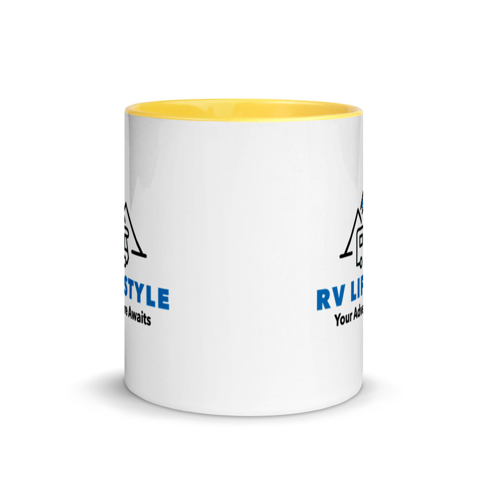 RV Lifestyle Logo Mug with Color Inside - Black, Yellow, Red, Aqua, Orange