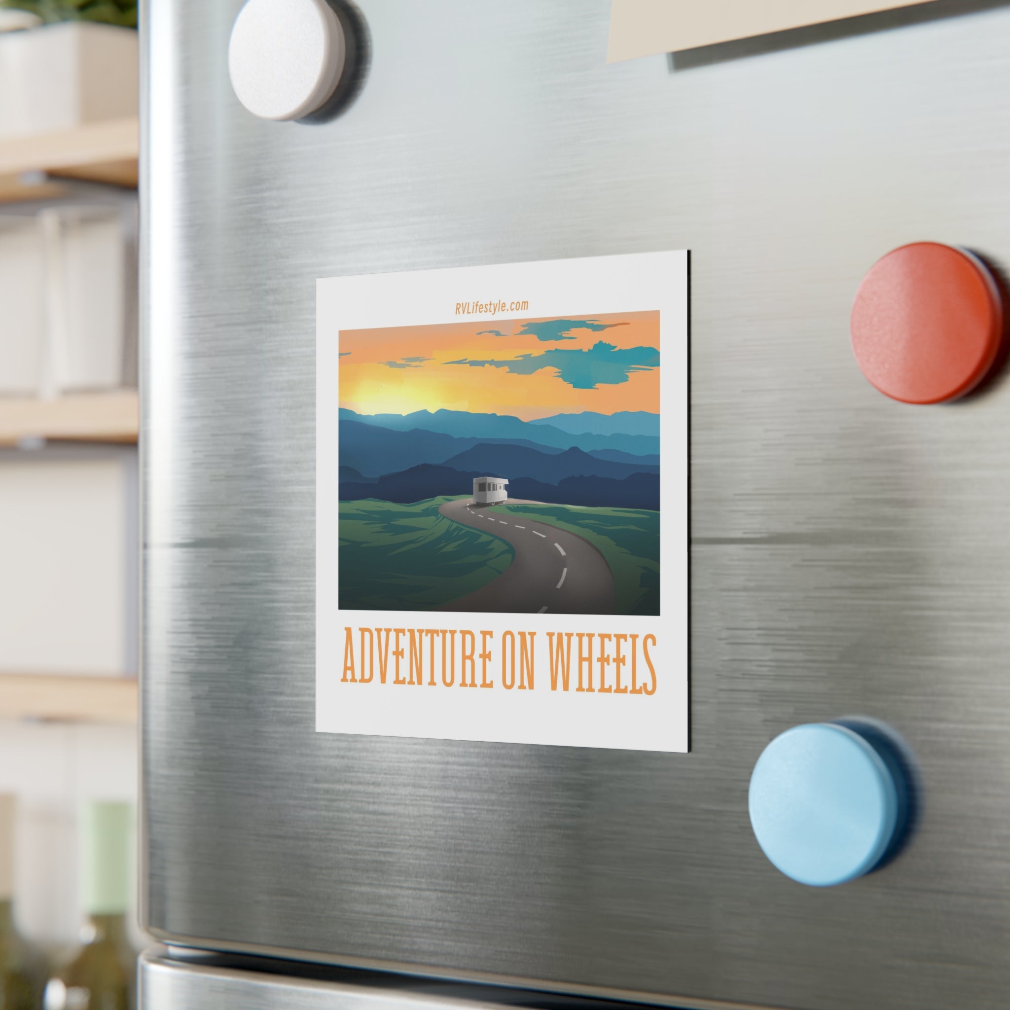 Adventure on Wheels Square Magnet 3x3 and 5x5