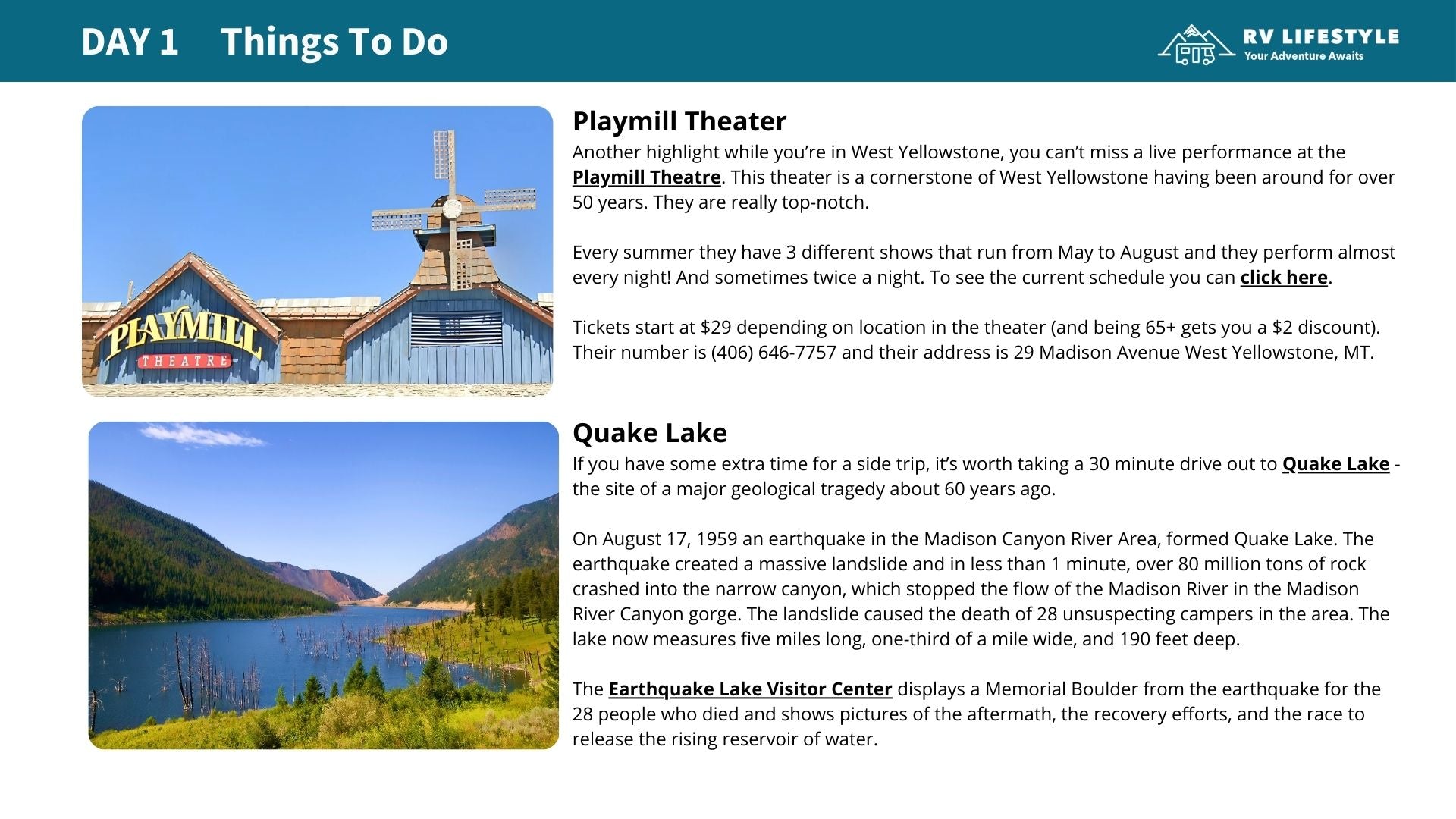 Yellowstone National Park RV Adventure Guide