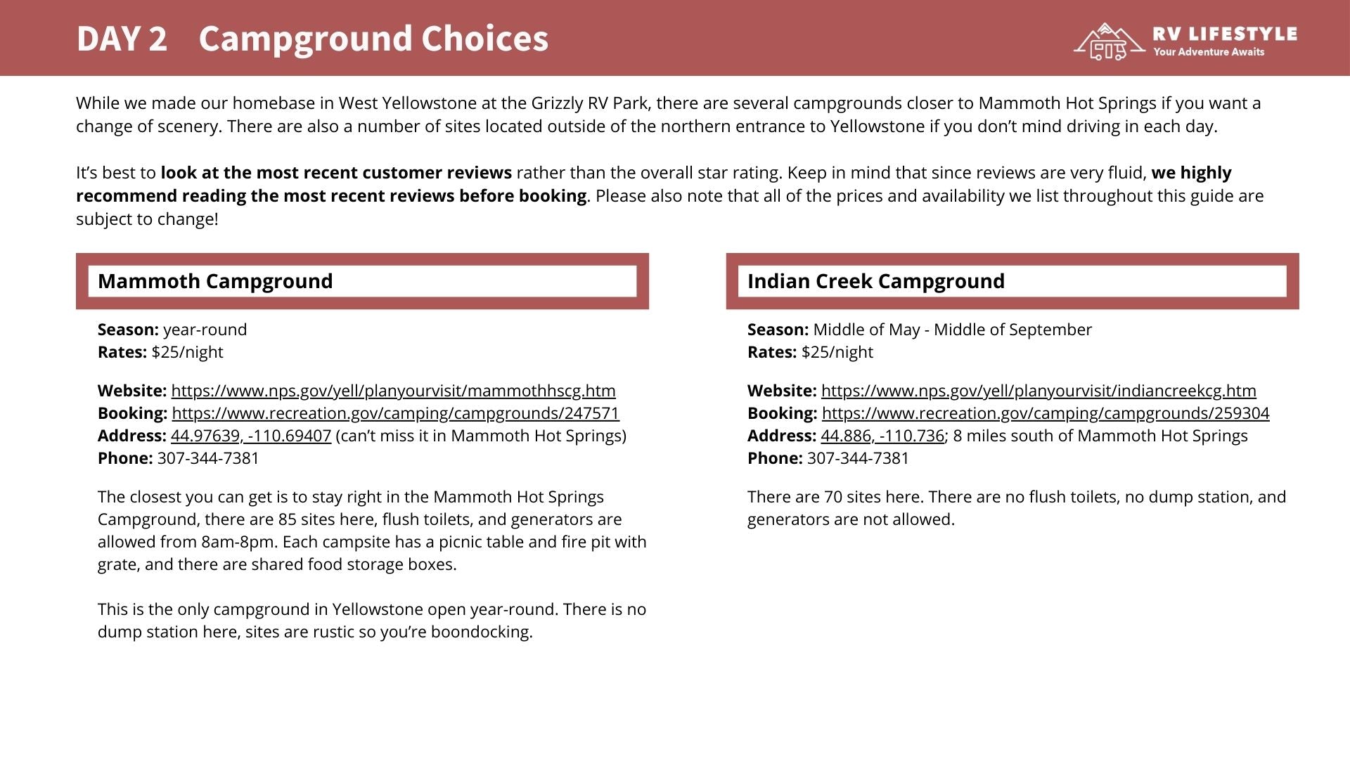 Yellowstone National Park RV Adventure Guide