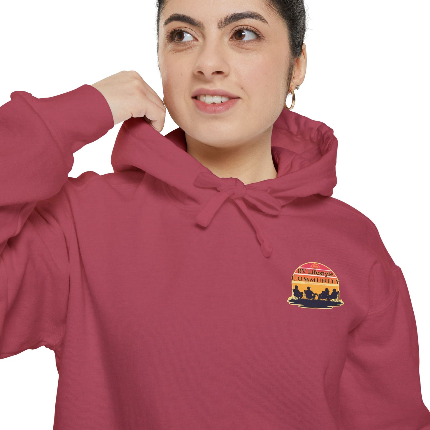 RV Lifestyle Community (front) Roam Explore Camp (back) Sweatshirt