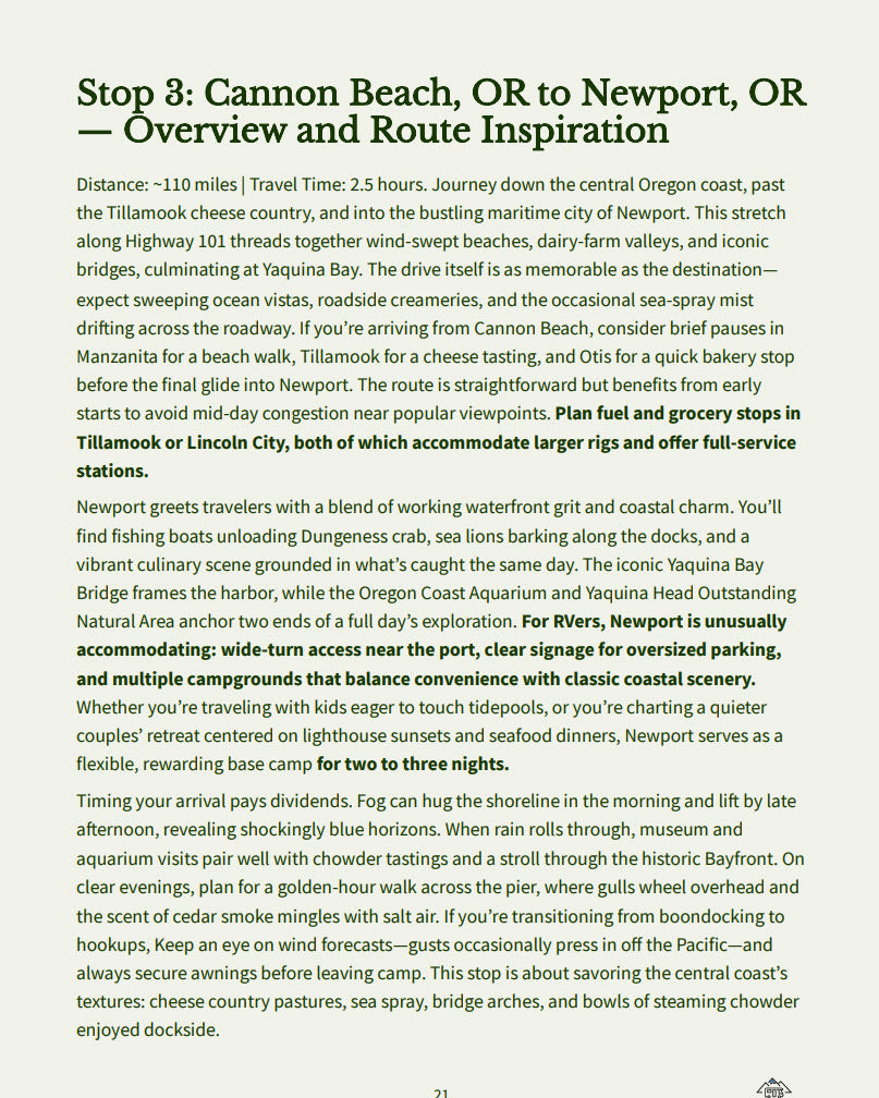 The Ultimate Pacific Coast Highway RV Travel Guide: Washington to San Diego in 11 Stops (Digital ebook)