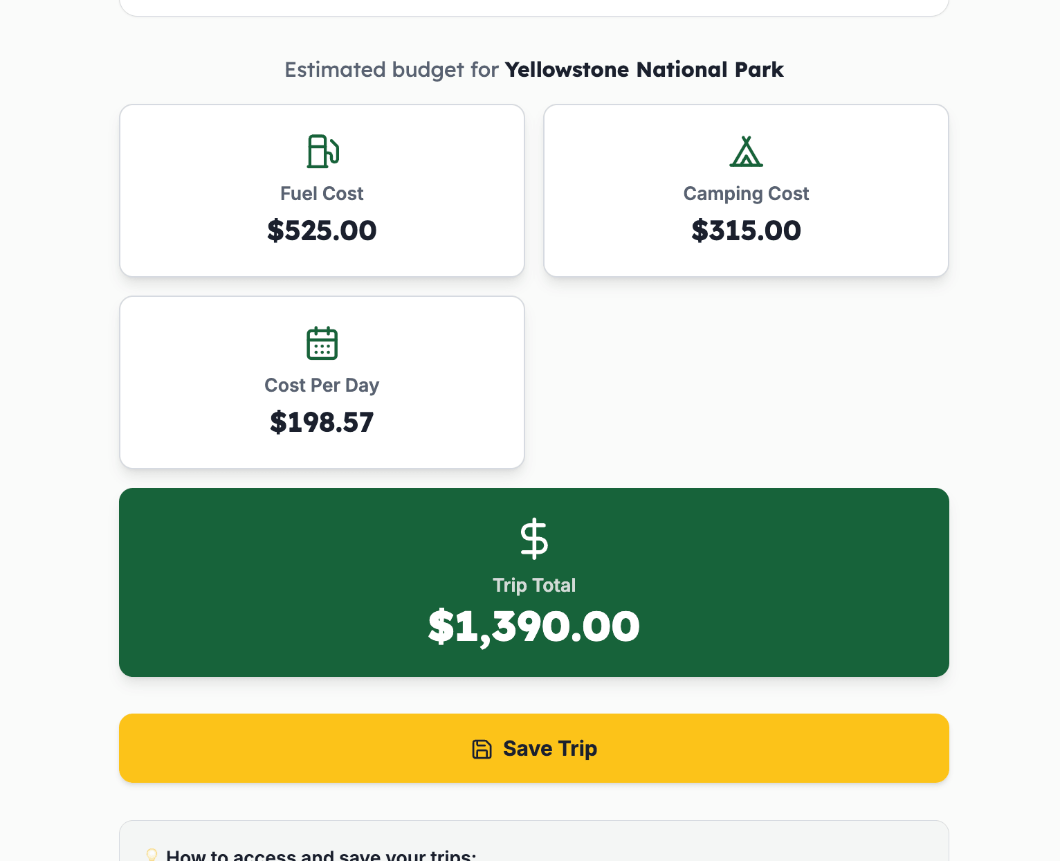 RV Trip Budget Planner - Web App for RV Travel Expense Tracking and Trip Cost Management, Instant Access