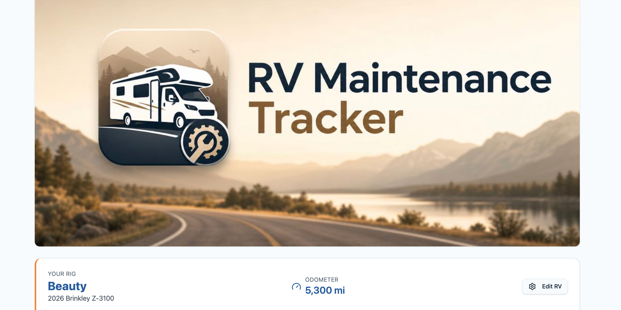 RV Maintenance Tracker app — One Purchase, Lifetime Peace of Mind