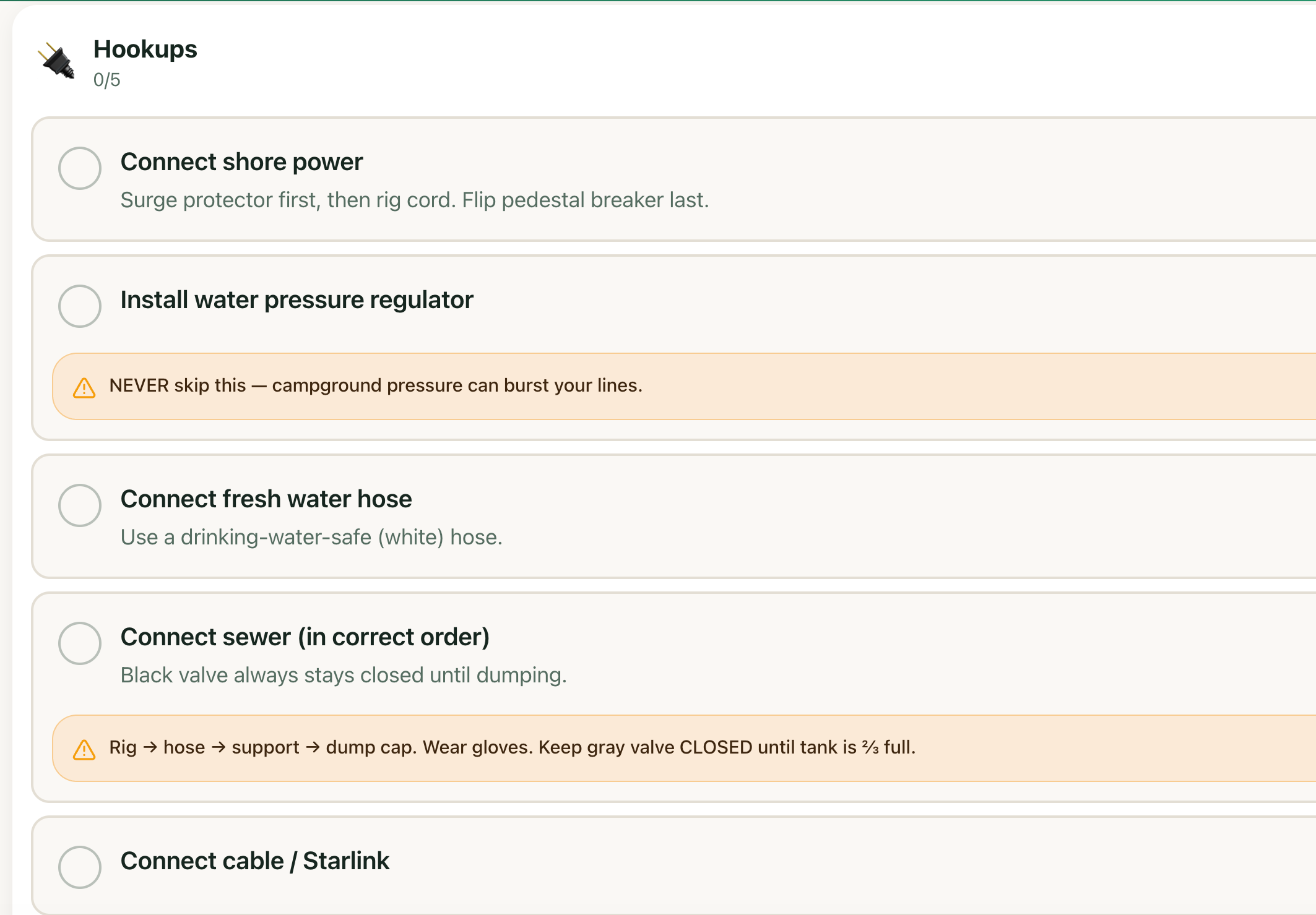 CampBuddy - The RV Campsite Setup and Break Camp Checklist App