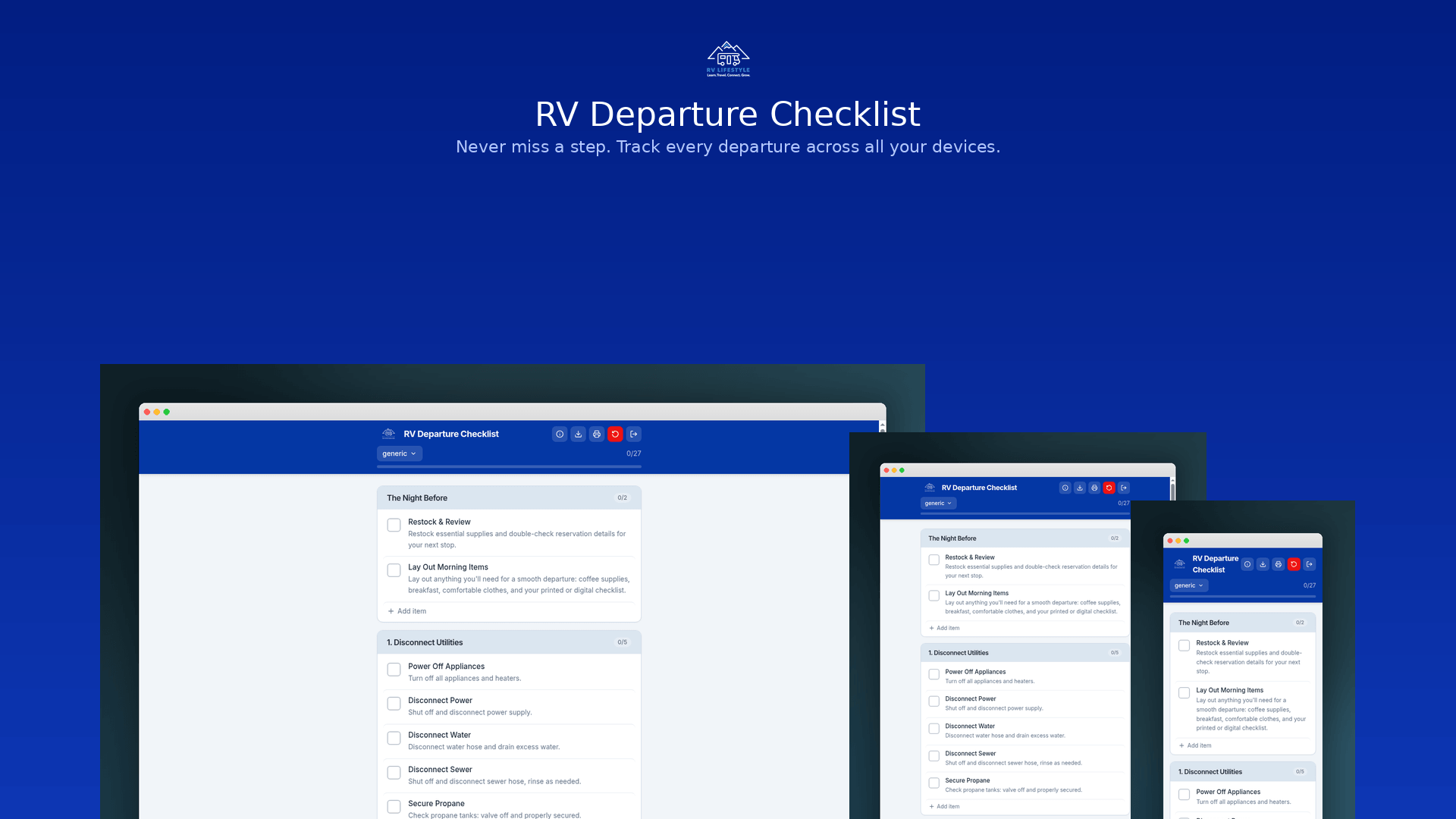 App Companion to The Ultimate RV Departure Day Checklist