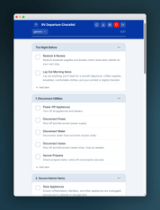 App Companion to The Ultimate RV Departure Day Checklist