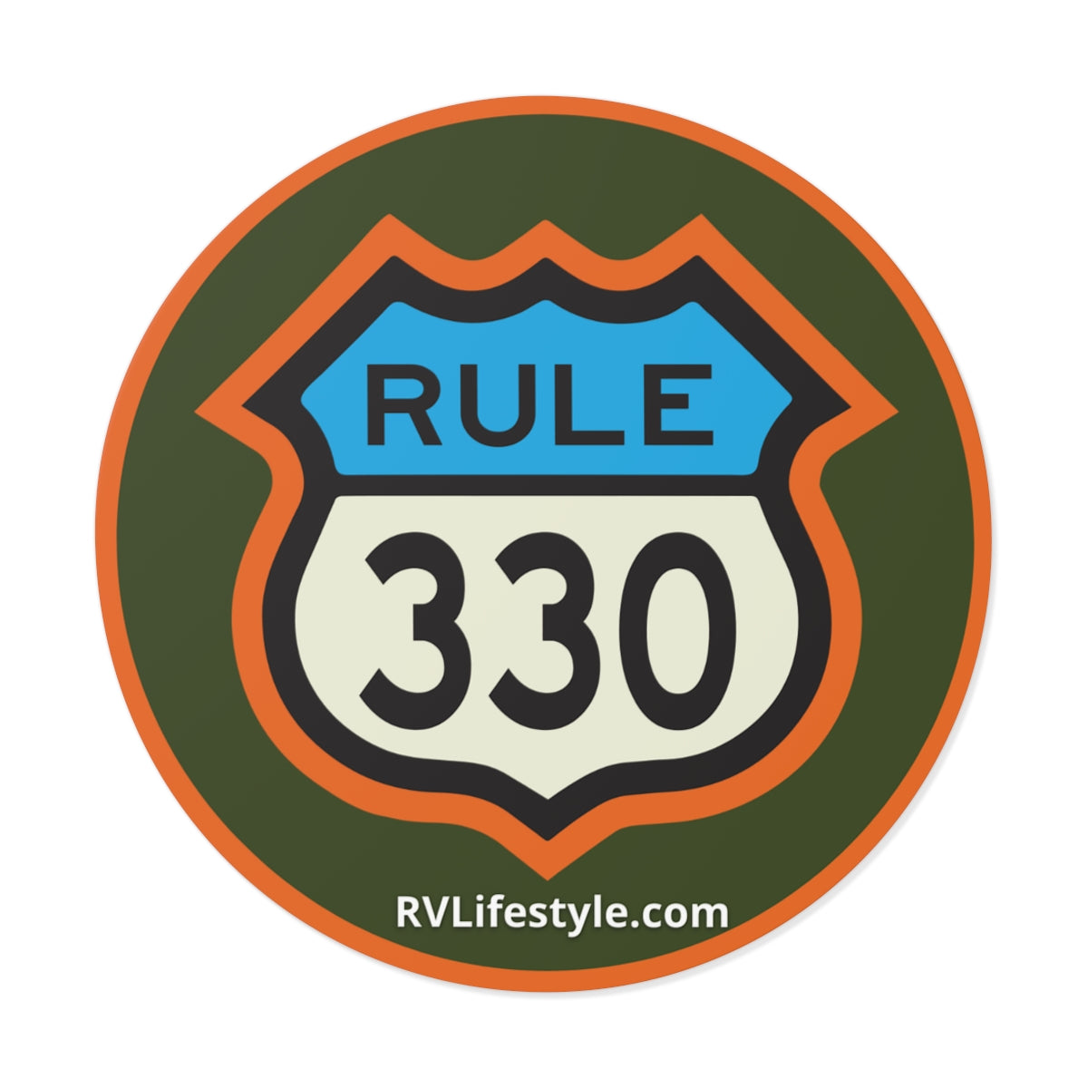 RV Lifestyle 330 Rule Round Vinyl Sticker