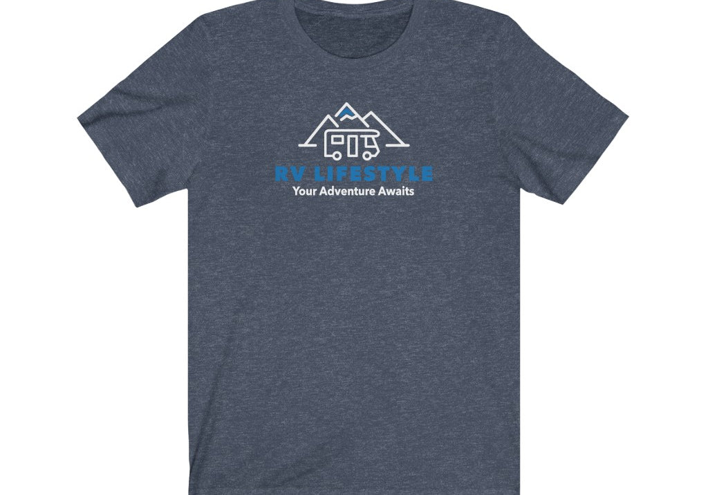 RV Lifestyle Logo Soft Men and Women's Jersey Short Sleeve Tee - Black, Dark Grey, Aqua, Athletic Heather, Dark Grey Heather, Heather Navy, Navy, Team Purple
