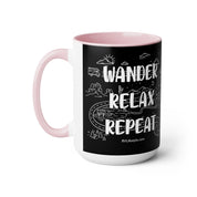 Wander Relax Repeat on Coffee Mugs, 15oz