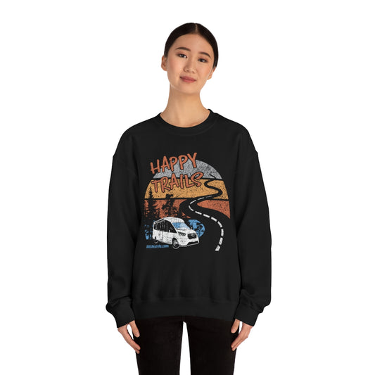 Happy Trails Unisex Heavy Blend™ Crewneck Sweatshirt - Black, Forest Green, Dark Heather, Navy