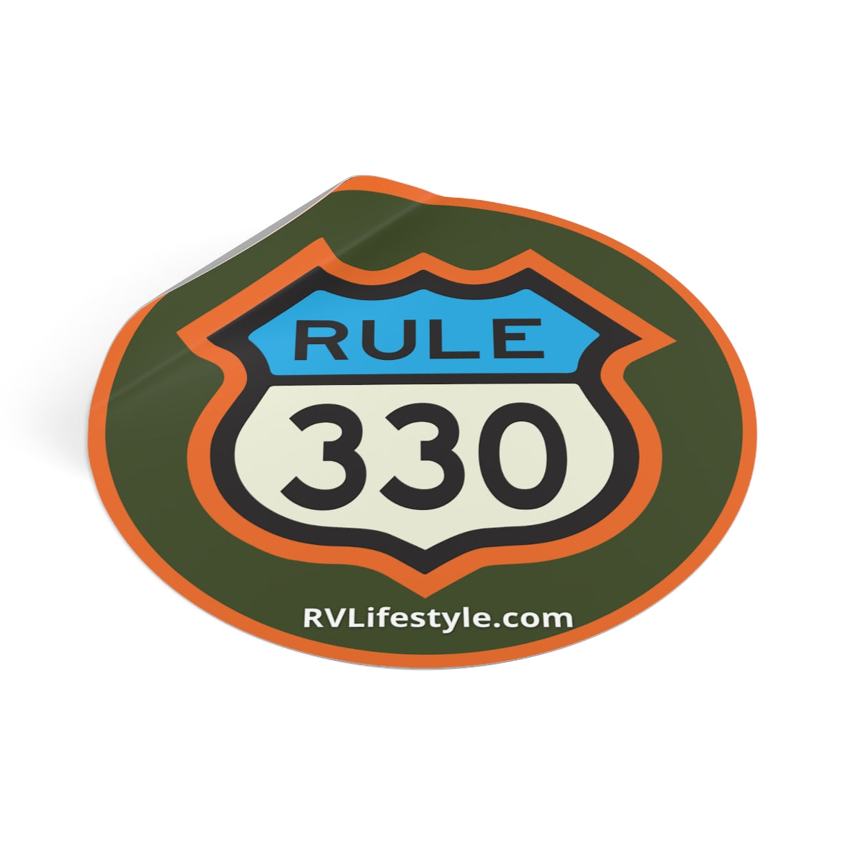 RV Lifestyle 330 Rule Round Vinyl Sticker