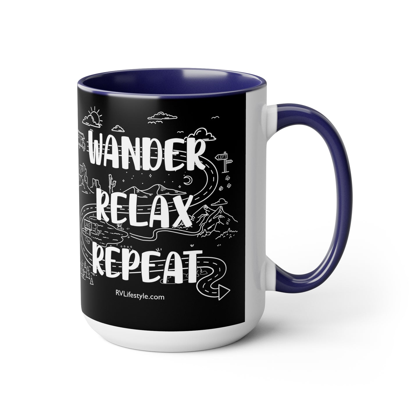 Wander Relax Repeat on Coffee Mugs, 15oz