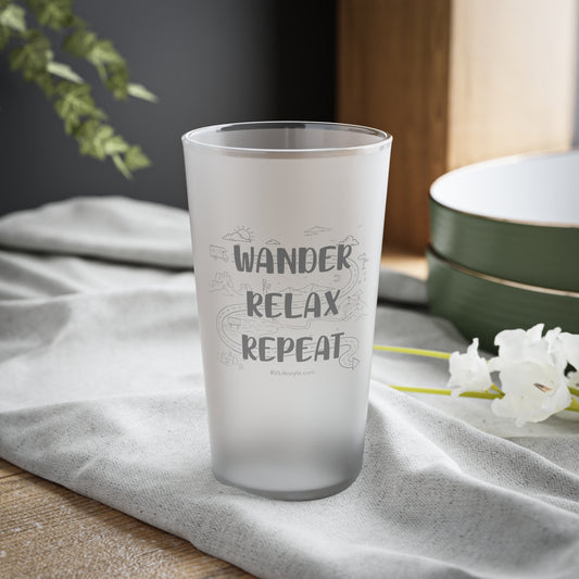 Wander Relax Repeat | Frosted Pint Glass, 16oz