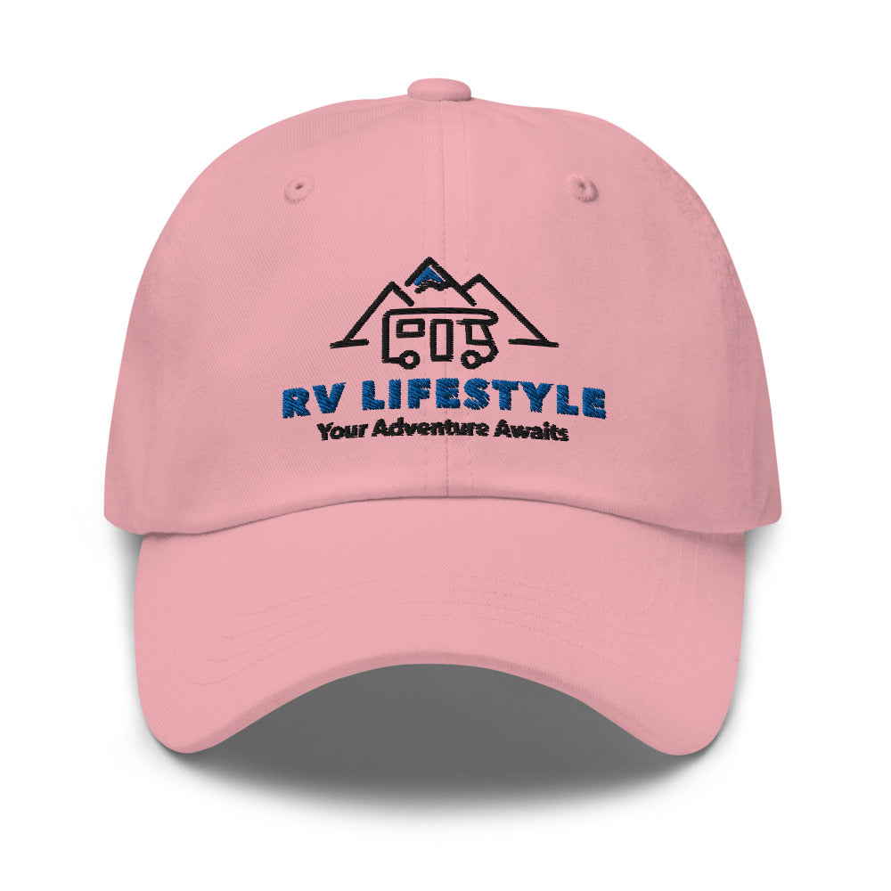 Pink Rv Hat RV Lifestyle Logo Cap - Pink - Light Blue - White