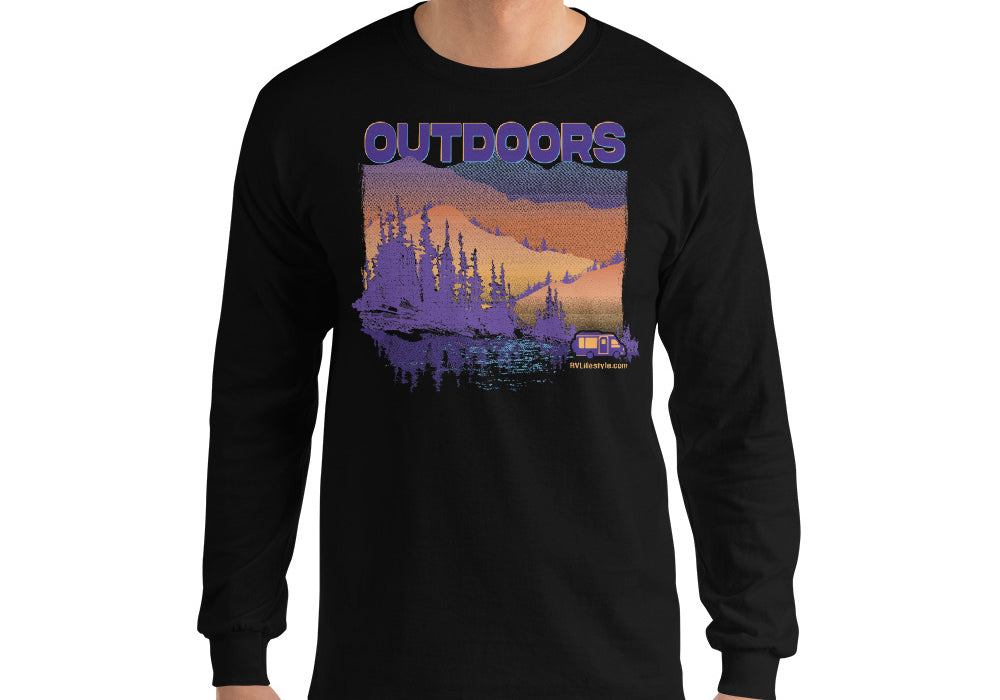 Outdoors Men and Women's Long Sleeve Shirt - Black, Navy, Military Green, Indigo Blue, Sport Grey