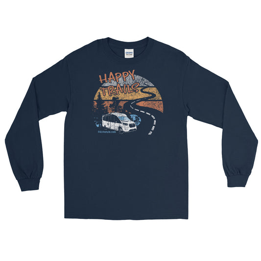 Happy Trails Men and Women Long Sleeve Shirt - Black, Navy, Military Green, Indigo Blue