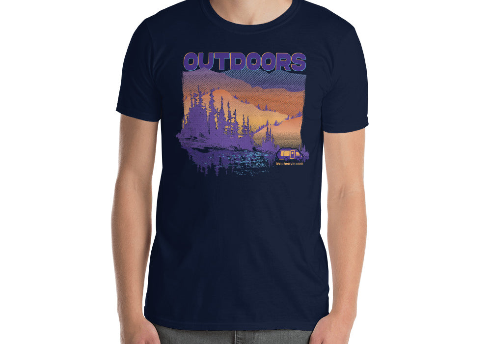 Outdoors Men and Women's Short-Sleeve Unisex T-Shirt - Black, Navy, Dark Heather