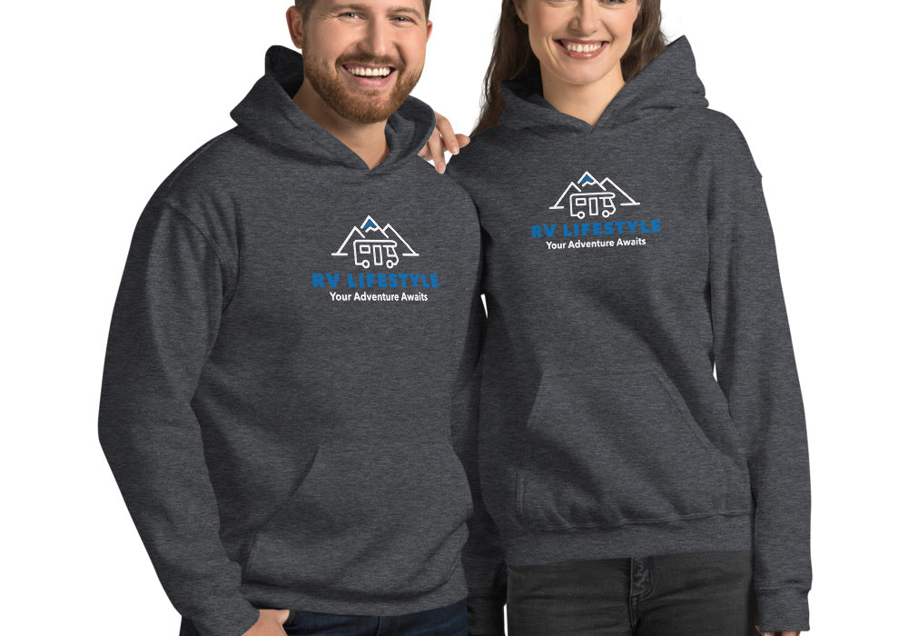 RV Lifestyle Your Adventure Awaits - Men and Women's Hoodie - Black, Navy, Dark Heather