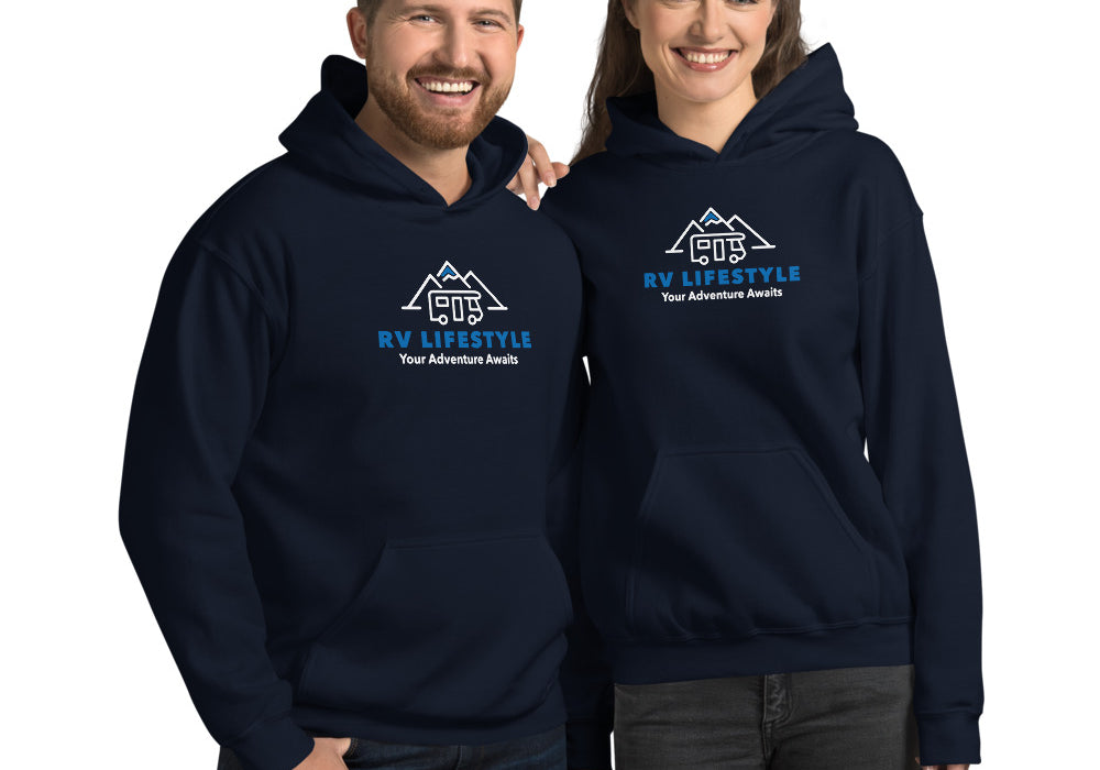 RV Lifestyle Your Adventure Awaits - Men and Women's Hoodie - Black, Navy, Dark Heather