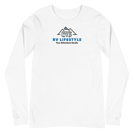 RV Lifestyle Logo Men and Women's Long Sleeve Tee - White, Athletic Heather