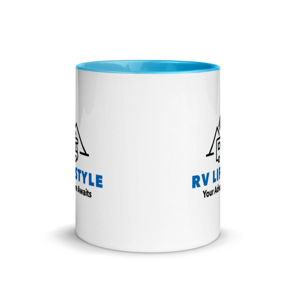 RV Lifestyle Logo Mug with Color Inside - Black, Yellow, Red, Aqua, Orange