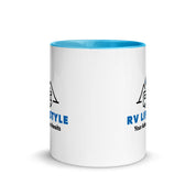 RV Lifestyle Logo Mug with Color Inside - Black, Yellow, Red, Aqua, Orange