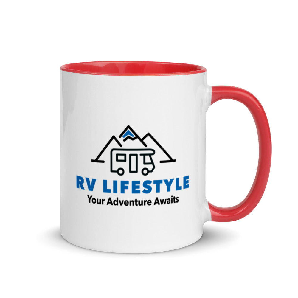 RV Lifestyle Logo Mug with Color Inside - Black, Yellow, Red, Aqua, Orange