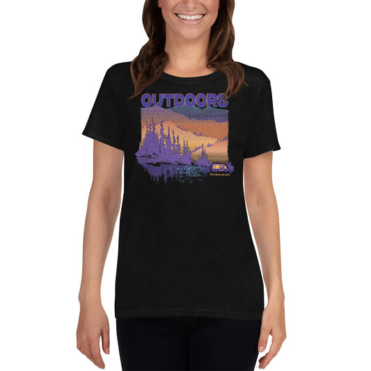 Outdoors Women's short sleeve t-shirt - Black, Navy, Forest Green, Purple, Sport Grey