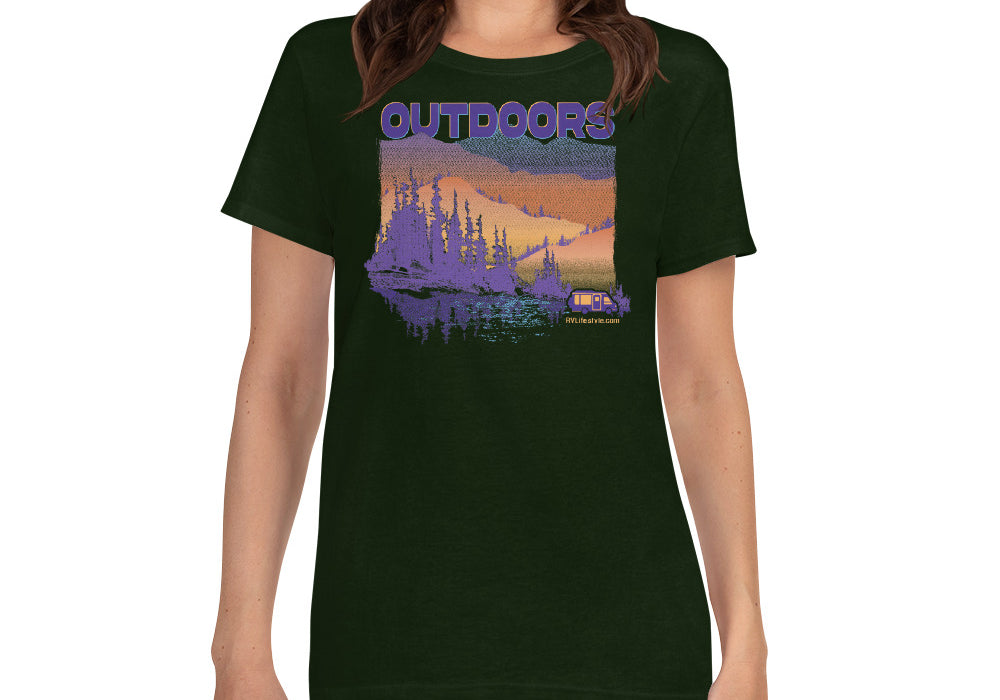 Outdoors Women's short sleeve t-shirt - Black, Navy, Forest Green, Purple, Sport Grey