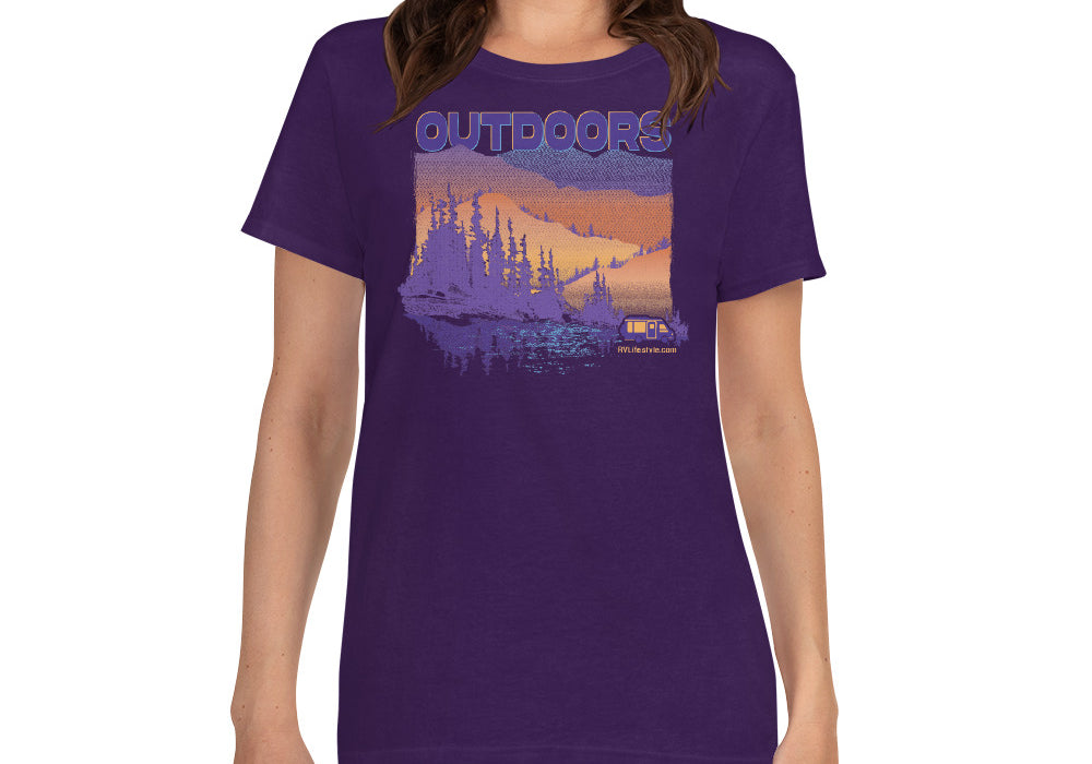 Outdoors Women's short sleeve t-shirt - Black, Navy, Forest Green, Purple, Sport Grey